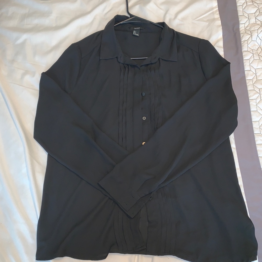 Button down black blouse